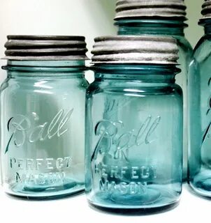 Mason Jar Antique Blue Ball Jar Pint Size ball Etsy Vintage 