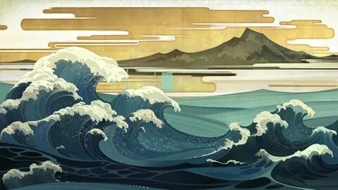 Wallpaper : sea, Asia, waves, artwork 1920x1080 - WallpaperM