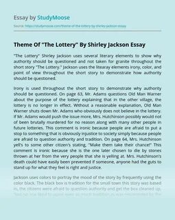 Реферат: The Lottery By Shirley Jackson Essay Research - Дипломы, курсовые, рефе