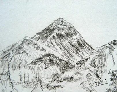 Drawn mountain mount everest - Pencil and in color drawn mou