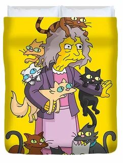 Simpsons Crazy Cat Lady 01 Duvet Cover by Chung In Lam Fine 