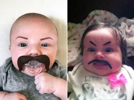 Babies With Eyebrows Drawn On Their Faces