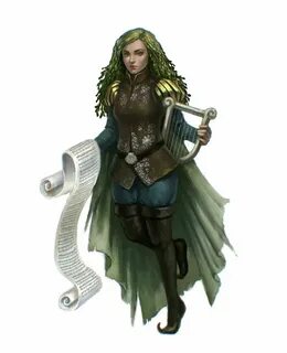 Female Human Harp Ocean Bard - Pathfinder PFRPG DND D&D 3.5 