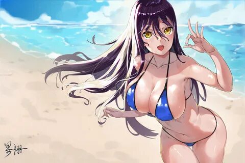 Download Wallpaper boobs, beach, bikini, hard nipples, navels, wet, anime g...