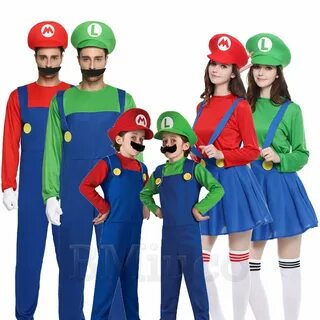 Kids Mens Womens Super Mario Luigi Bros/Brothers Costumes Ha