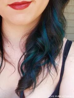 Just a little bit, underneath, so it can peek out. Teal hair