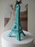 Wedding Cake Topper Turquoise Blue Eiffel Tower MEASURES 5 &