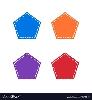 Set of colorful stitched pentagon shape Royalty Free Vector