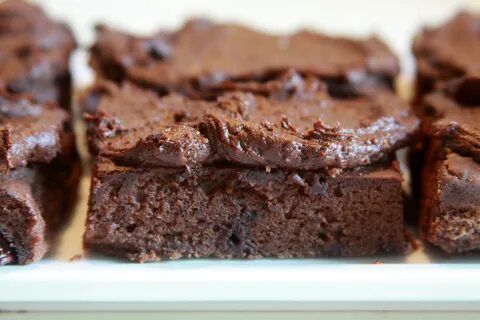 Healthy Peanut Butter Brownies with Chocolate-Avocado Frosti