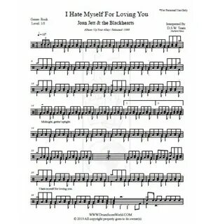 Joan Jett - I Hate Myself for Loving You,Drum Score, Drum Sh