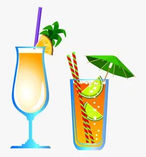 Transparent Drink Umbrella Png - Tropical Drinks Clipart Tra
