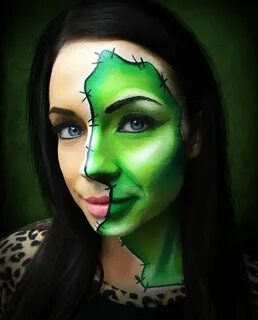 Frankenstein Face Makeup Face painting halloween, Makeup, Gr