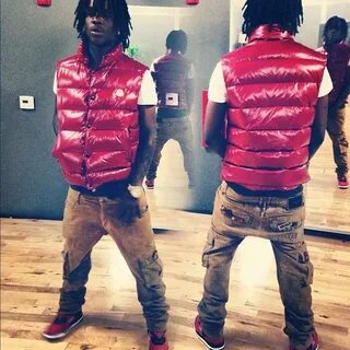 Chief Keef Wearing Red Moncler Tib Quilted Down Vest Chief k