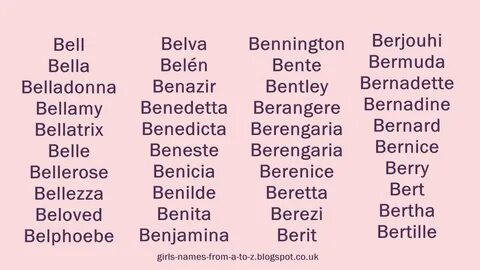 Girls Names Starting With B.