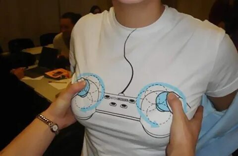 Gamer girl t-shirt controller boobs