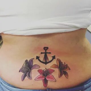 Orchid and Anchor Tramp Stamp Tattoo Tramp stamp tattoos, Ta