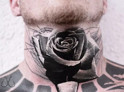 Татуировка роза на шее (61 фото)