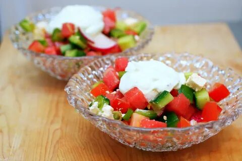 chopped salad with watermelon and feta Chopped Vegetable, . 
