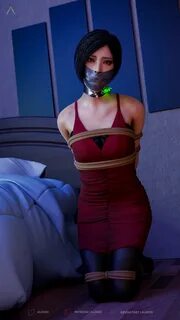 ada wong, capcom, resident evil 2 remake, algoid, bondage, dressed, looking...