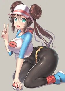 big boobs, boobs, kneeling, Pokémon, anime girls, anime, Rosa (Pokémon) 1254x177
