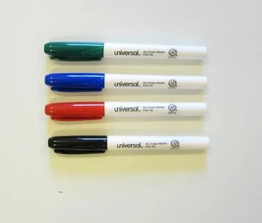 UNIVERSAL PEN STYLE DRY ERASE MARKERS FINE TIP 4 COLORS BLUE