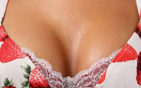 Wallpaper : women, red, water drops, closeup, cleavage, bra,