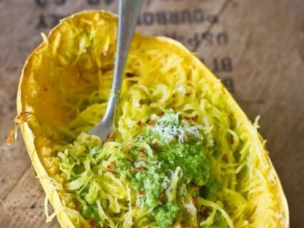 Spaghetti Squash Pesto Boat Recipe and Nutrition - Eat This 