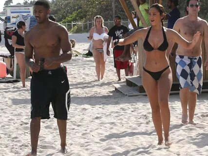 Michael B Jordan With Hot Girl on beach -07 GotCeleb