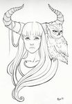 Horned Girl with Owl by Deviant-Mizu on deviantART Girls wit