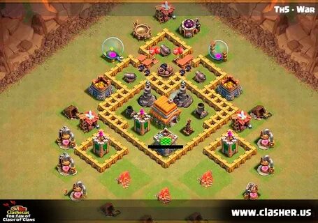Town Hall 5 - HYBRID Base Map #6 - Clash of Clans Clasher.us