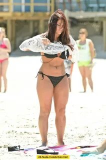 Deena Nicole Cortese in black bikini on the beach