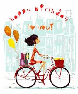Birthday bicycle Tarjetas de feliz cumpleaños, Ilustraciones