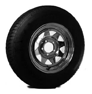 13 inch Chrome Spoke Trailer Wheel 5 x 4.5 and Radial Tire A