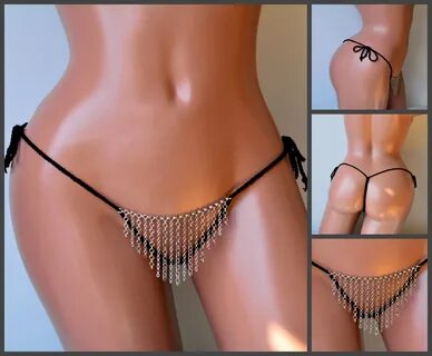 Crocheted chain crotchless panties open crotch sexy lingerie