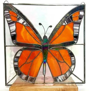 Монарх бабочка Окрашенные стеклянные панели Sunchater Etsy