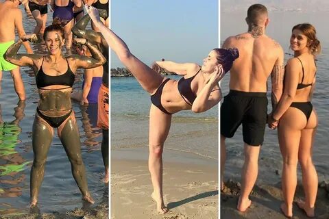 UFC beauty Paige VanZant works out in a bikini on beach in I