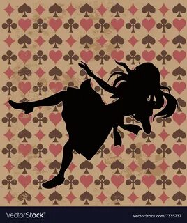 Falling alice silhouette Royalty Free Vector Image