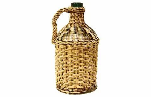 Wicker Wrapped Demijohn Bottle Wicker, Bottle, Vintage wicke