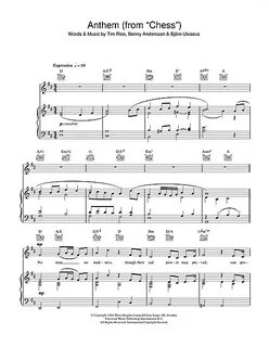 Rhydian "Anthem (from Chess)" Sheet Music PDF Notes, Chords 