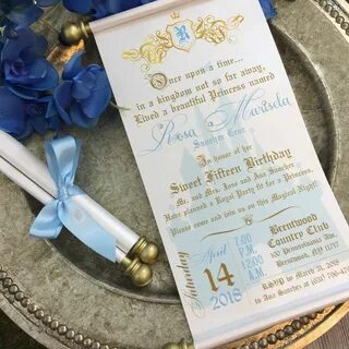 Princess Sweet 16th Birthday Scroll Invitation Cinderella In