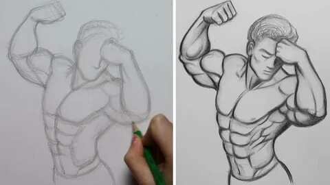 ESQUISSE)DESSINER UN HOMME MUSCLE -- DRAWING A MUSCULAR MAN 