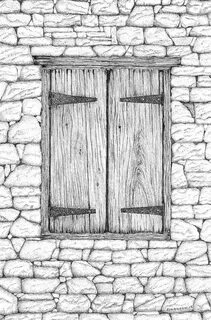 Window And Stone Wall Drawing by Ed Einboden Fine Art Americ