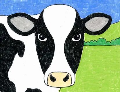 Easy How to Draw a Cow Face Tutorial and Cow Face Coloring P