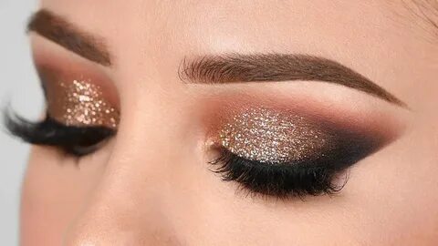 GOLD GLITTER Smokey Eye Makeup Tutorial - YouTube Smokey eye