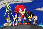 Knux Sonic Shadow Tails and Amy in the storm by KnucklesCool