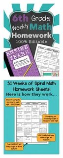 6th Grade Math Spiral Review & Quizzes 6th Grade Math Homewo