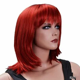 Medium Red Bangs Hair BOB Women Wigs Party Cosplay *** Check