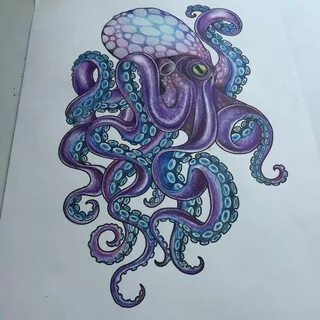 Realistic Colorful Octopus Drawing