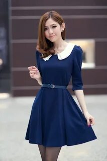 Newest korean collar dress Sale OFF - 60