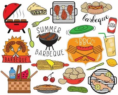 BBQ Clipart Summer Barbecue Clipart Picnic Clip Art Bbq Etsy